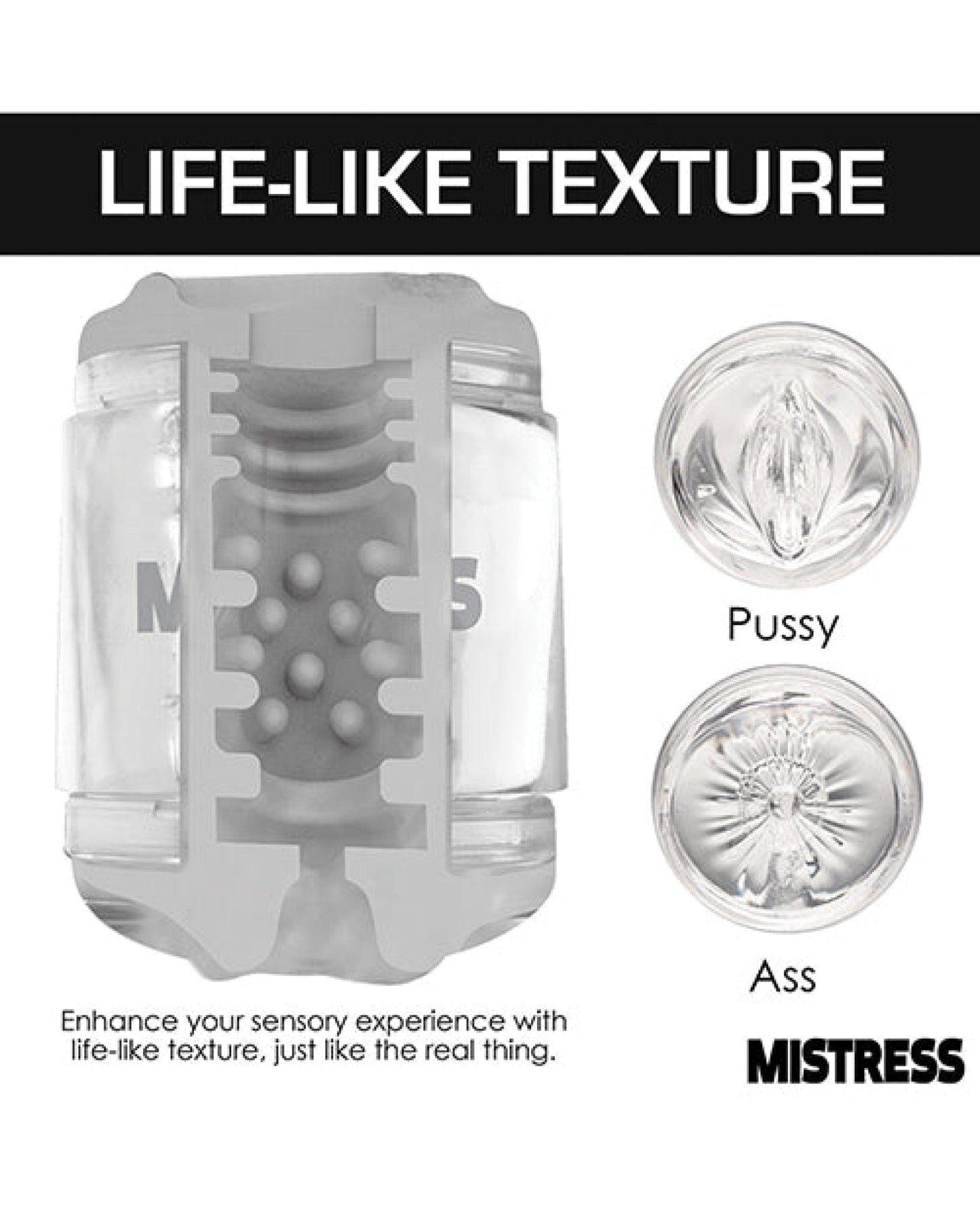 Doll Authority Dolls & Masturbators Curve Toys Mistress Double Shot Pussy & Ass Mini Masturbator  - Clear