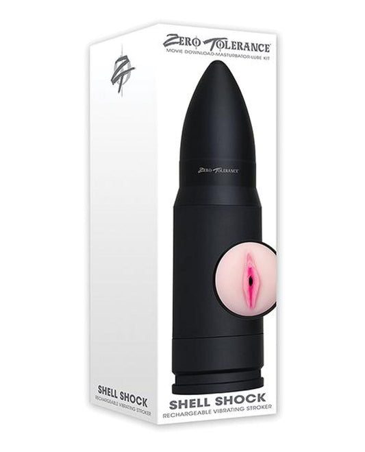 Doll Authority Dolls & Masturbators Zero Tolerance Shell Shock Rechargeable Vibrating Stroker - Black-flesh