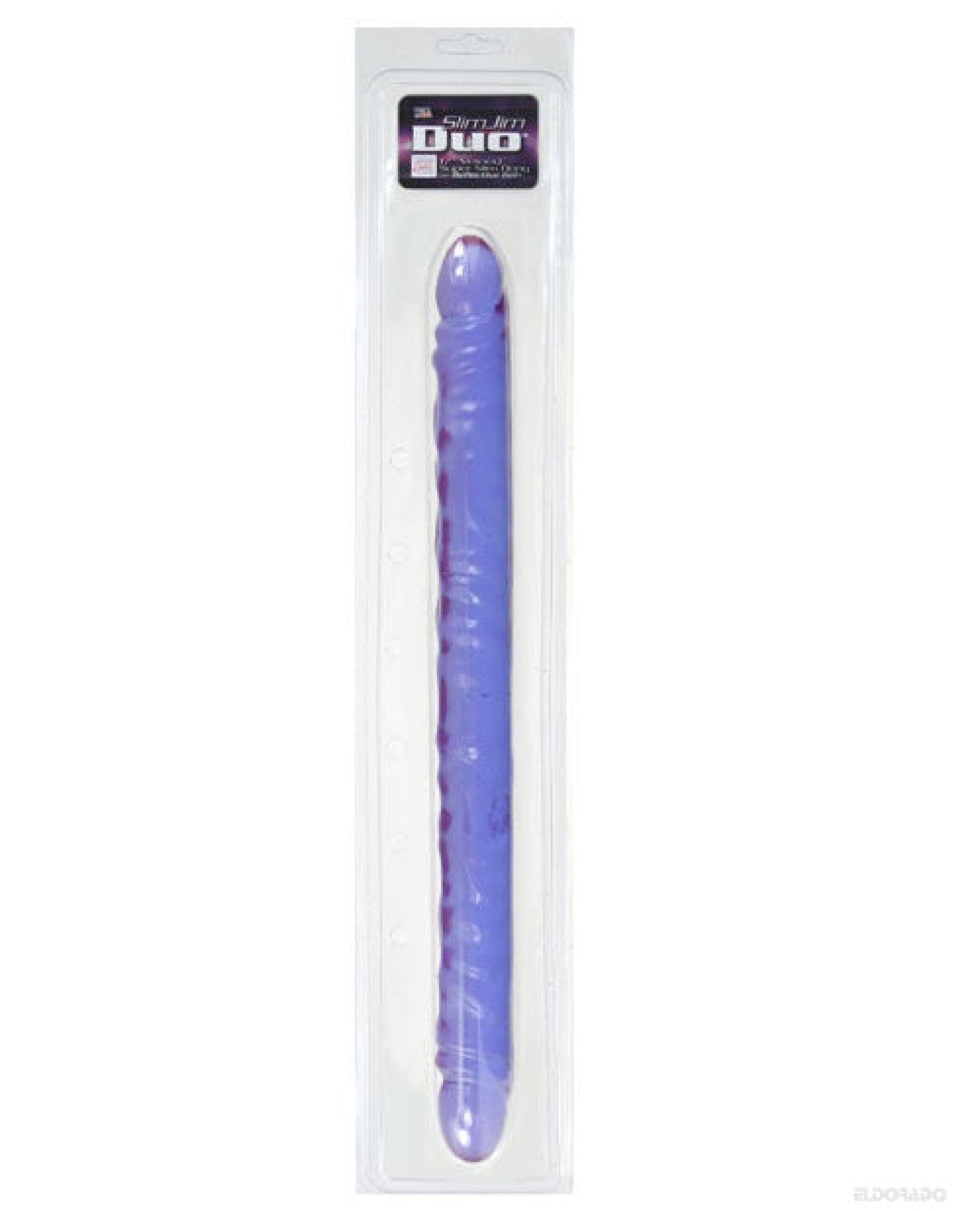 Doll Authority Dongs & Dildos 17" Slim Jim Duo Veined Super Slim Dong - Reflective Gel Purple