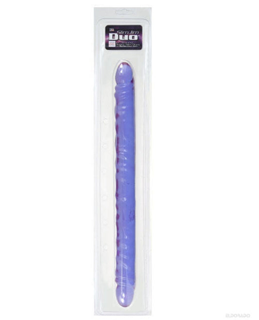 Doll Authority Dongs & Dildos 17" Slim Jim Duo Veined Super Slim Dong - Reflective Gel Purple