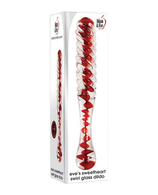 Doll Authority Dongs & Dildos Adam & Eve Eve's Sweetheart Swirl Glass Dildo - Clear-red
