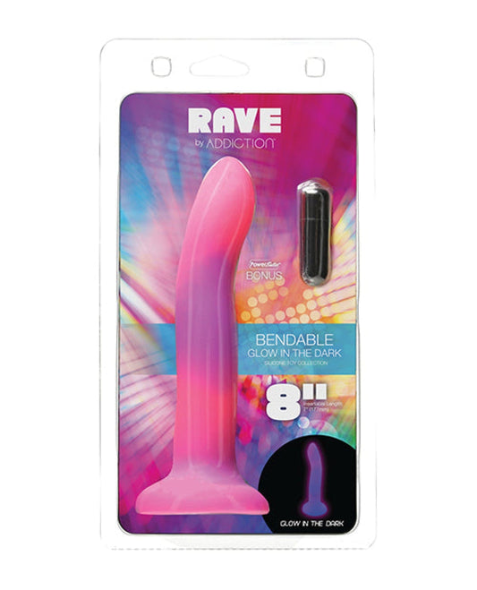 Doll Authority Dongs & Dildos Addiction 8" Rave Glow In The Dark Dong - Pink-purple