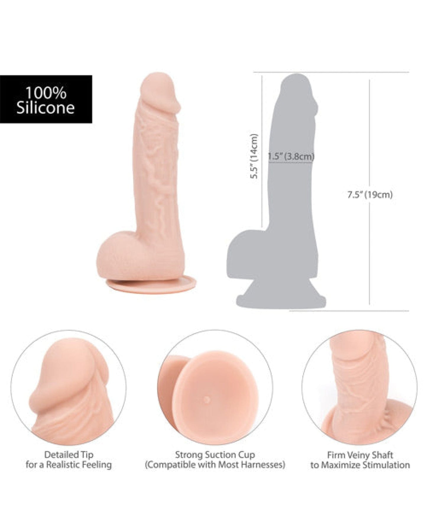 Doll Authority Dongs & Dildos Addiction Mark 7.5" Dildo - Beige