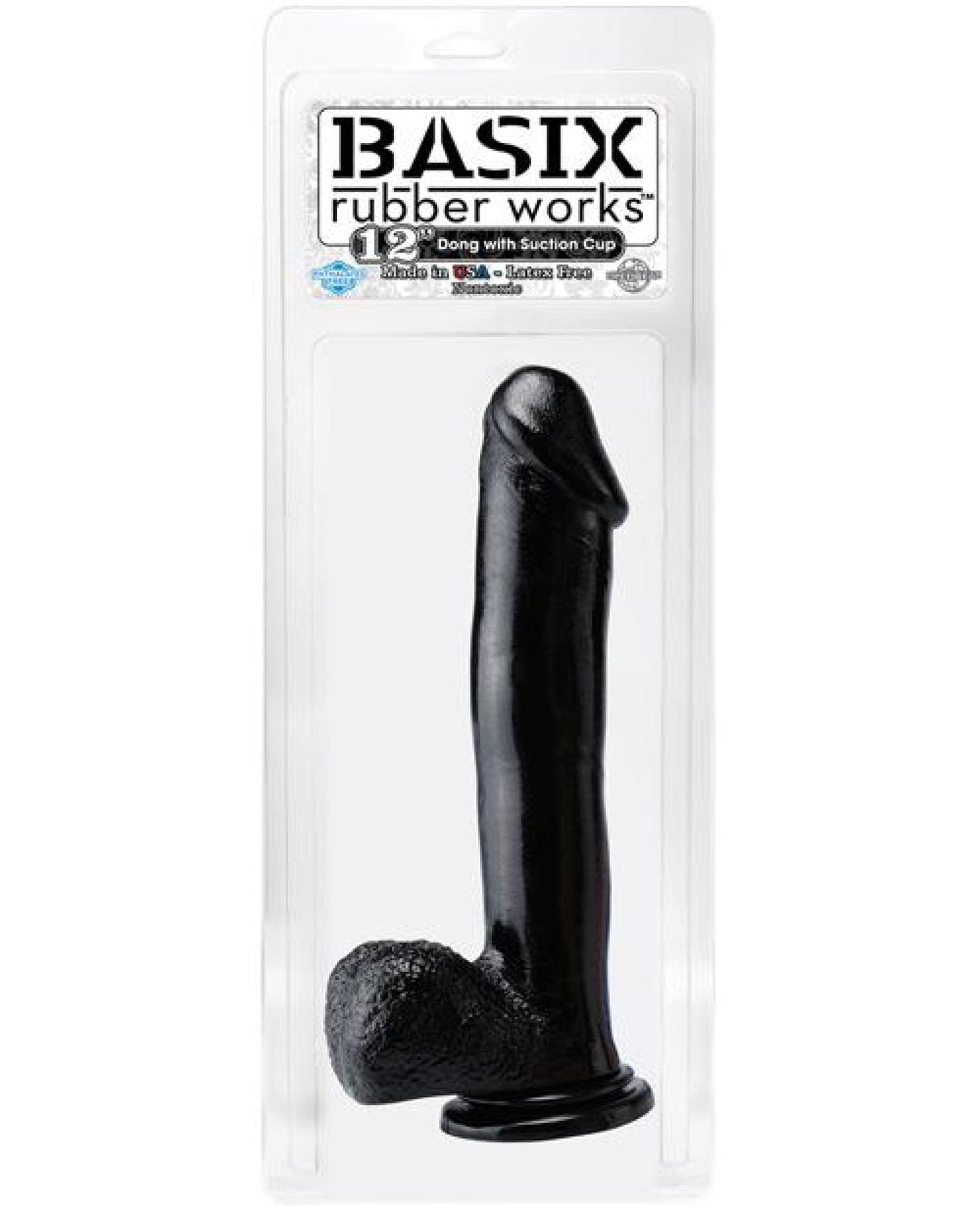 Doll Authority Dongs & Dildos Black "Basix Rubber Works 12"" Dong W/suction Cup"