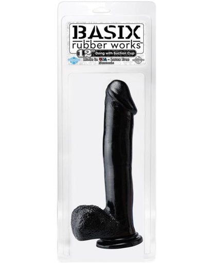 Doll Authority Dongs & Dildos Black "Basix Rubber Works 12"" Dong W/suction Cup"