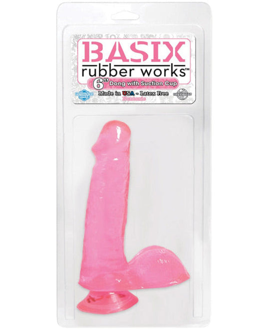 Doll Authority Dongs & Dildos Basix Rubber Works 6" Dong W-suction Cup - Pink