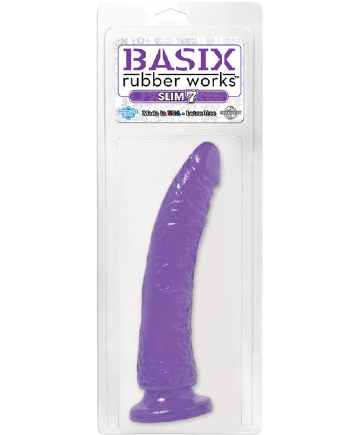 Doll Authority Dongs & Dildos Purple "Basix Rubber Works 7"" Slim Dong"