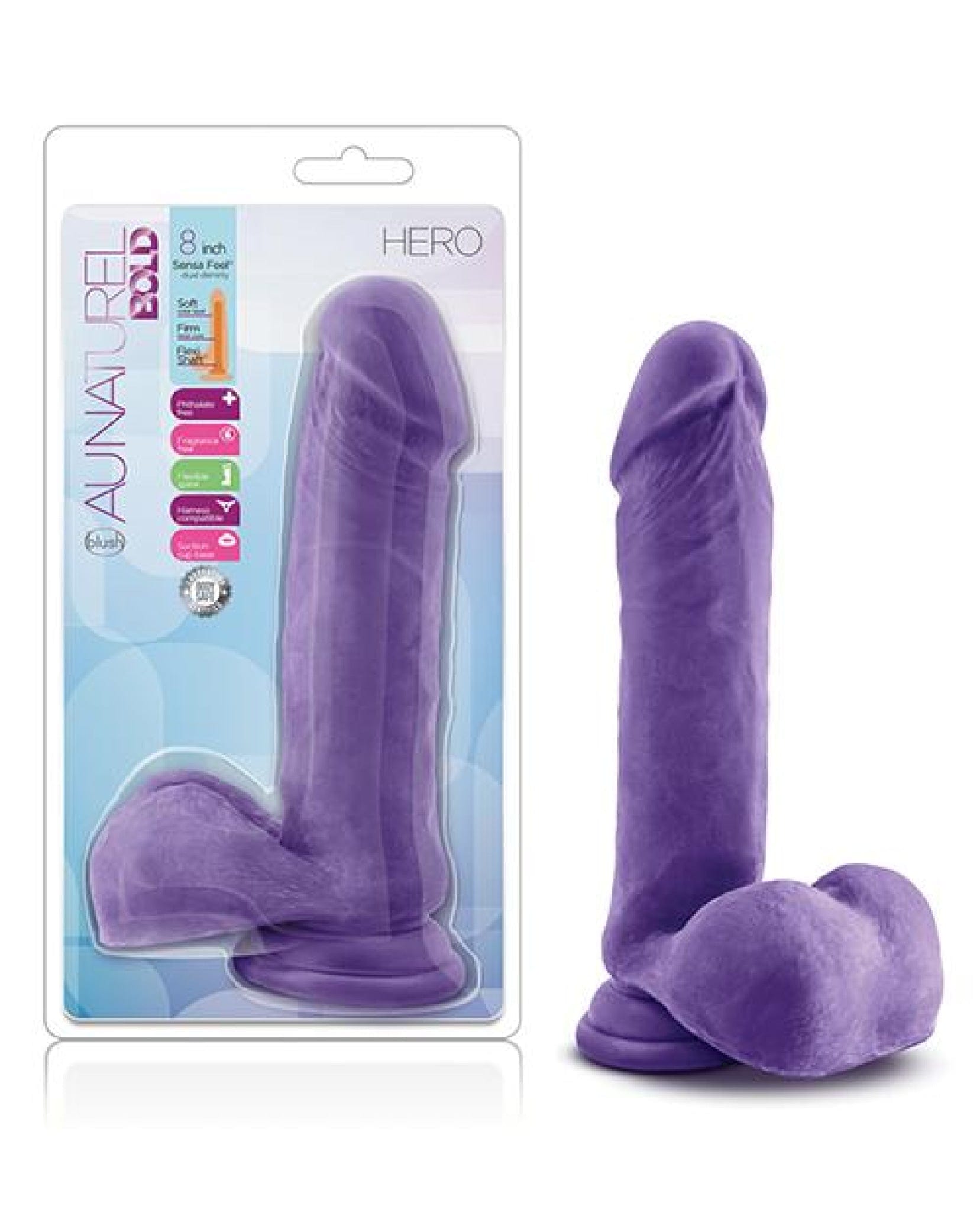 Doll Authority Dongs & Dildos Blush Au Natural Bold Hero 8" Dildo - Purple