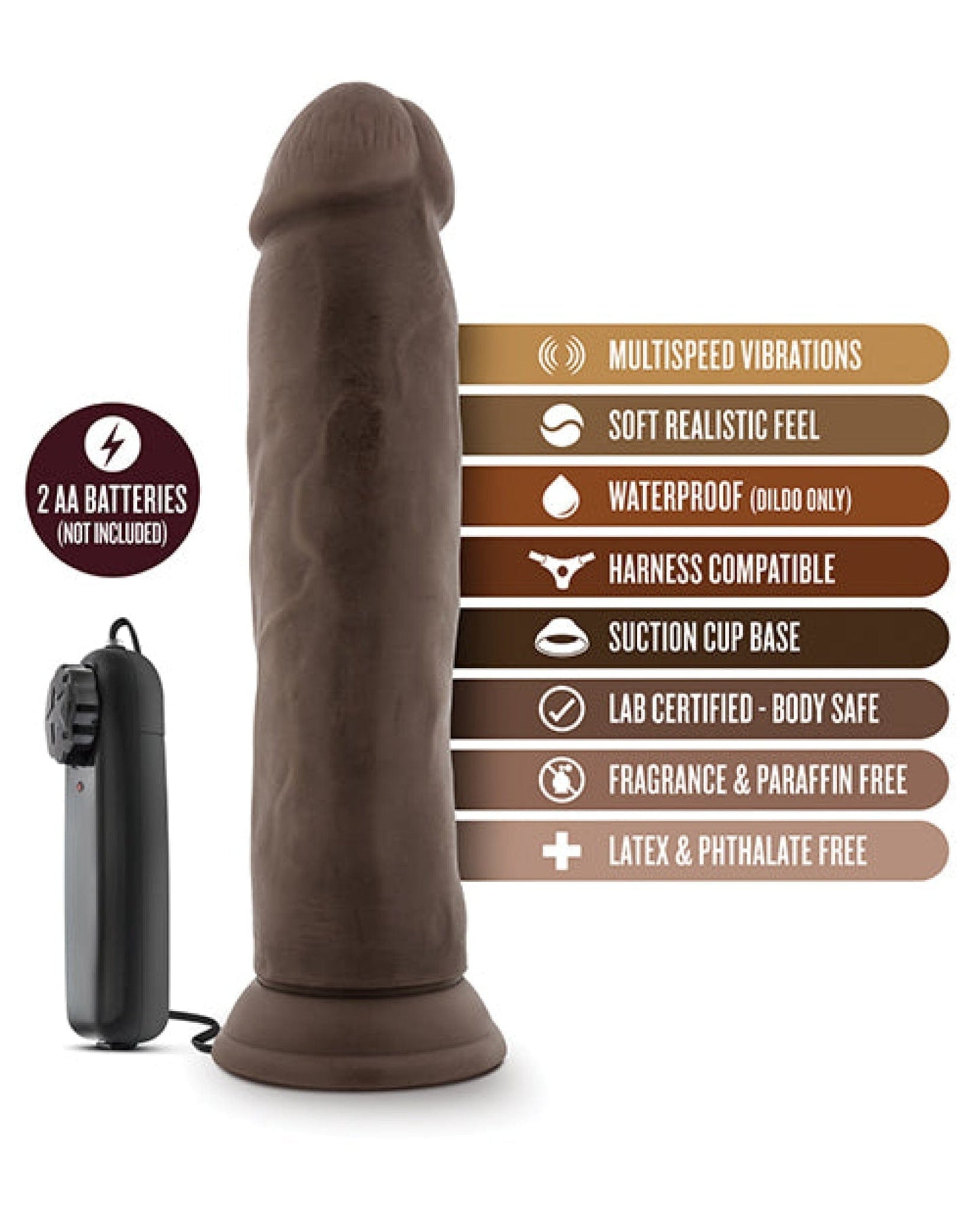 Doll Authority Dongs & Dildos Blush Dr. Skin Dr. Throb 9.5" Cock W-suction Cup - Chocolate