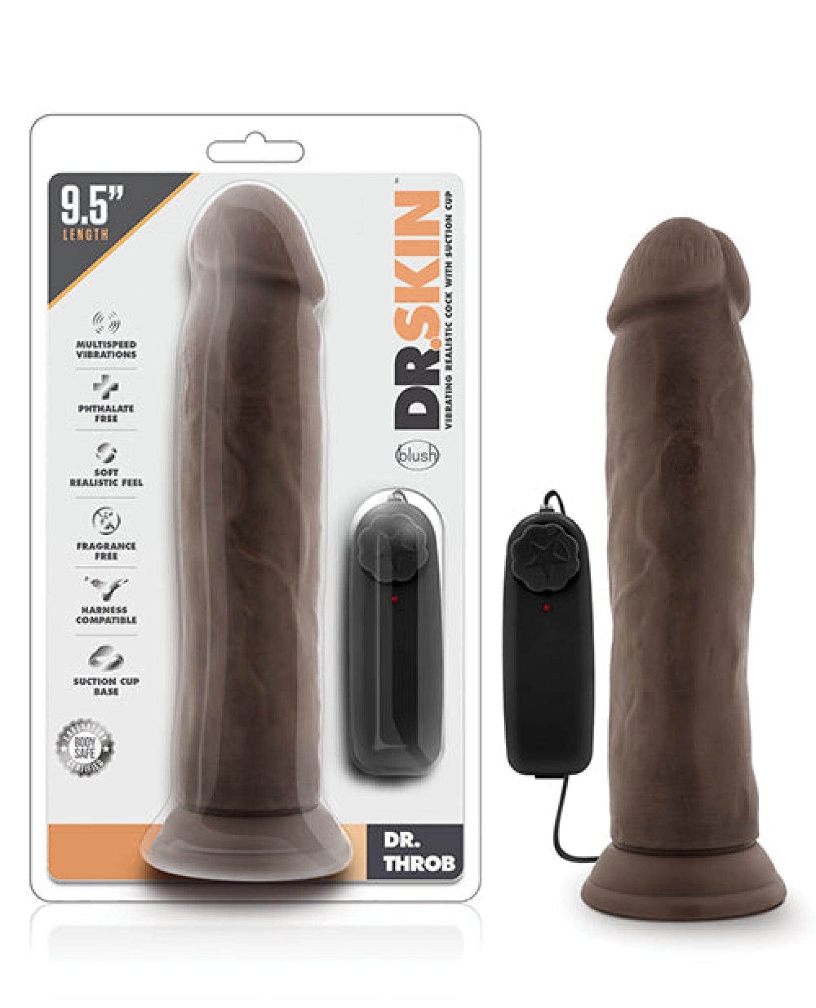 Doll Authority Dongs & Dildos Blush Dr. Skin Dr. Throb 9.5" Cock W-suction Cup - Chocolate