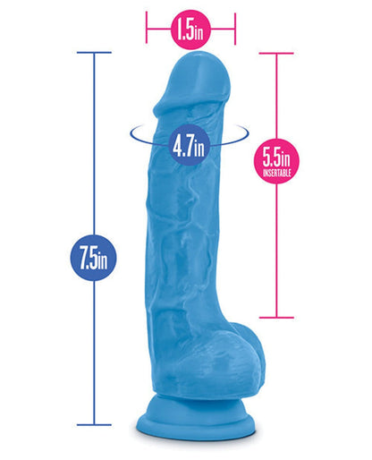 Doll Authority Dongs & Dildos Blush Neo Dual Density 7.5" Cock W-balls - Neon Blue