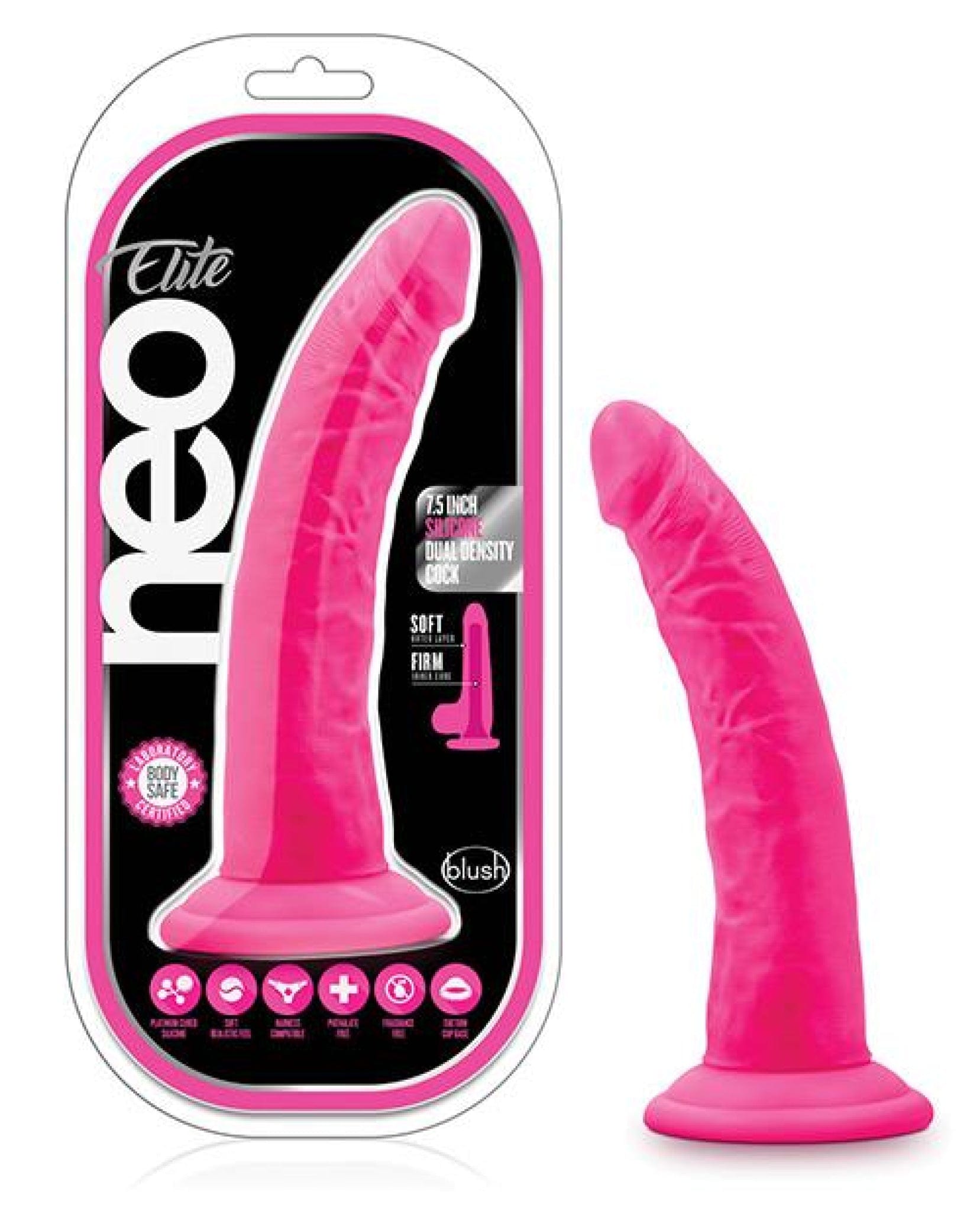 Doll Authority Dongs & Dildos Neon Pink / 7.5" Blush Neo Elite Silicone Dual Density Cock W/balls