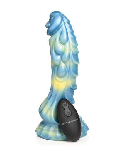 Doll Authority Dongs & Dildos Creature Cocks  Sea Stallion Vibrating Dildo w/ Remote - Blue/Yellow