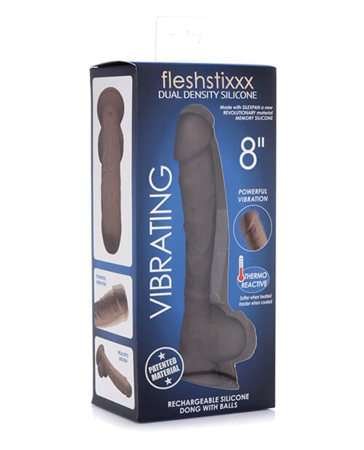 Doll Authority Dongs & Dildos Brown Curve Novelties Fleshstixxx 8" Vibrating Silicone Dildo W/balls