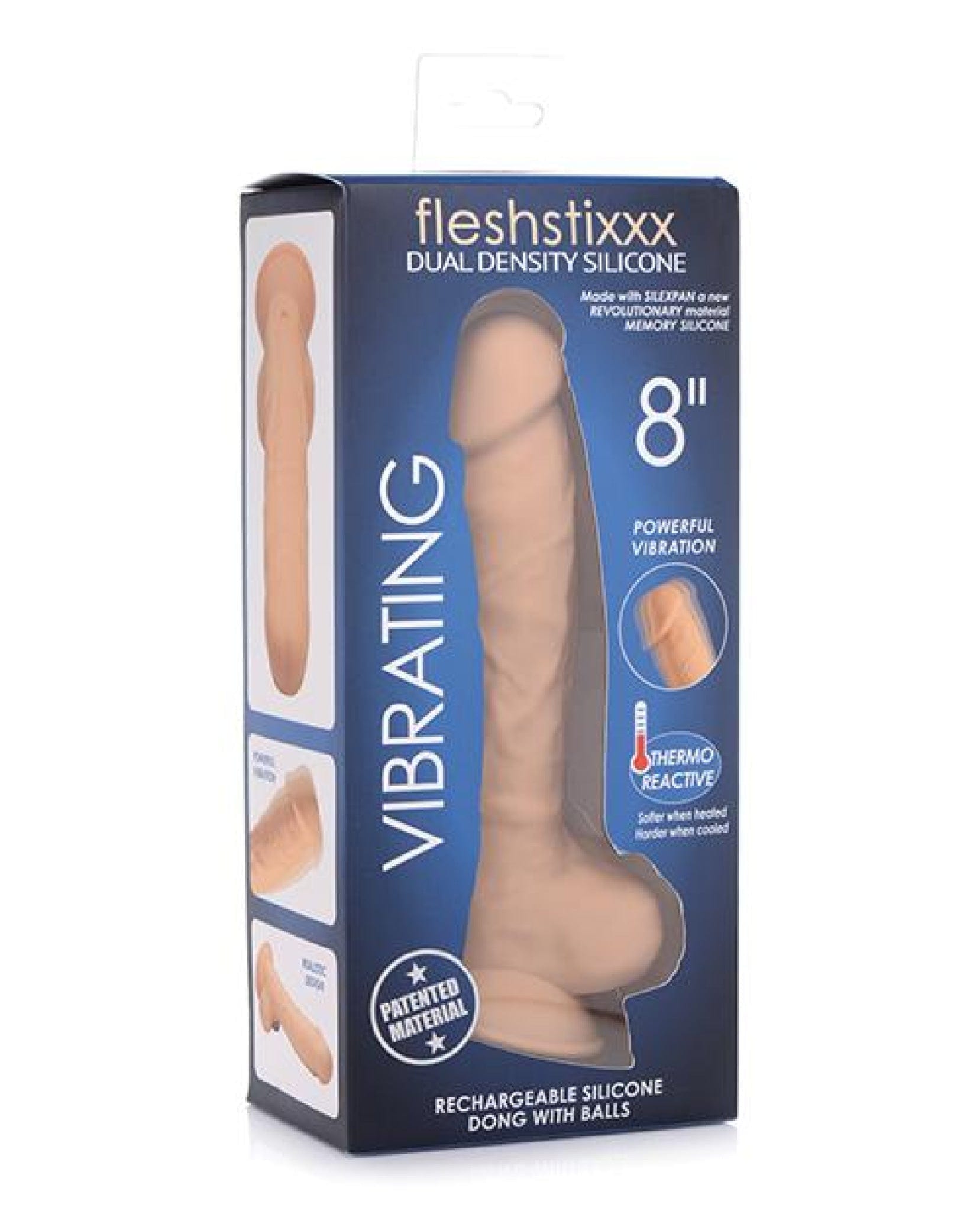 Doll Authority Dongs & Dildos Tan Curve Novelties Fleshstixxx 8" Vibrating Silicone Dildo W/balls