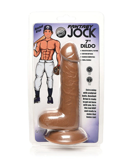Doll Authority Dongs & Dildos Curve Toys Fantasy Jock Baseball Brian 7" Dildo w/Balls - Tan