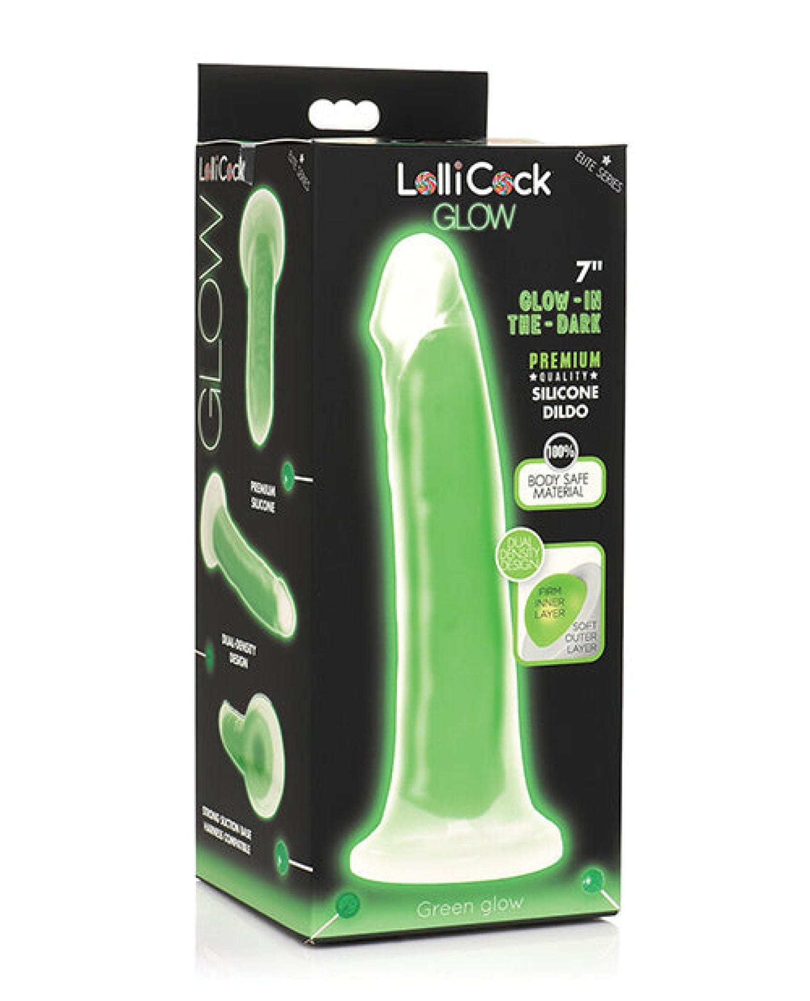 Doll Authority Dongs & Dildos Green Curve Toys Lollicock 7" Glow In The Dark Silicone Dildo