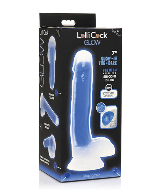 Doll Authority Dongs & Dildos Blue Curve Toys Lollicock 7" Glow In The Dark Silicone Dildo W/balls