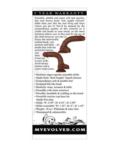 Doll Authority Dongs & Dildos Evolved Real Supple Silicone Poseable Dark 8.25”