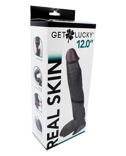 Doll Authority Dongs & Dildos Get Lucky 12" Real Skin Series - Dark Brown