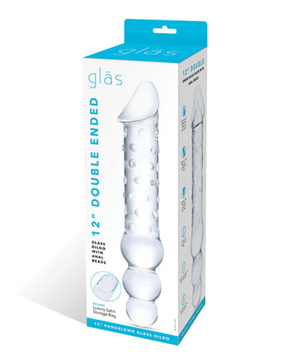 Doll Authority Dongs & Dildos Glas 12" Double Ended Glass Dildo W-anal Beads - Clear
