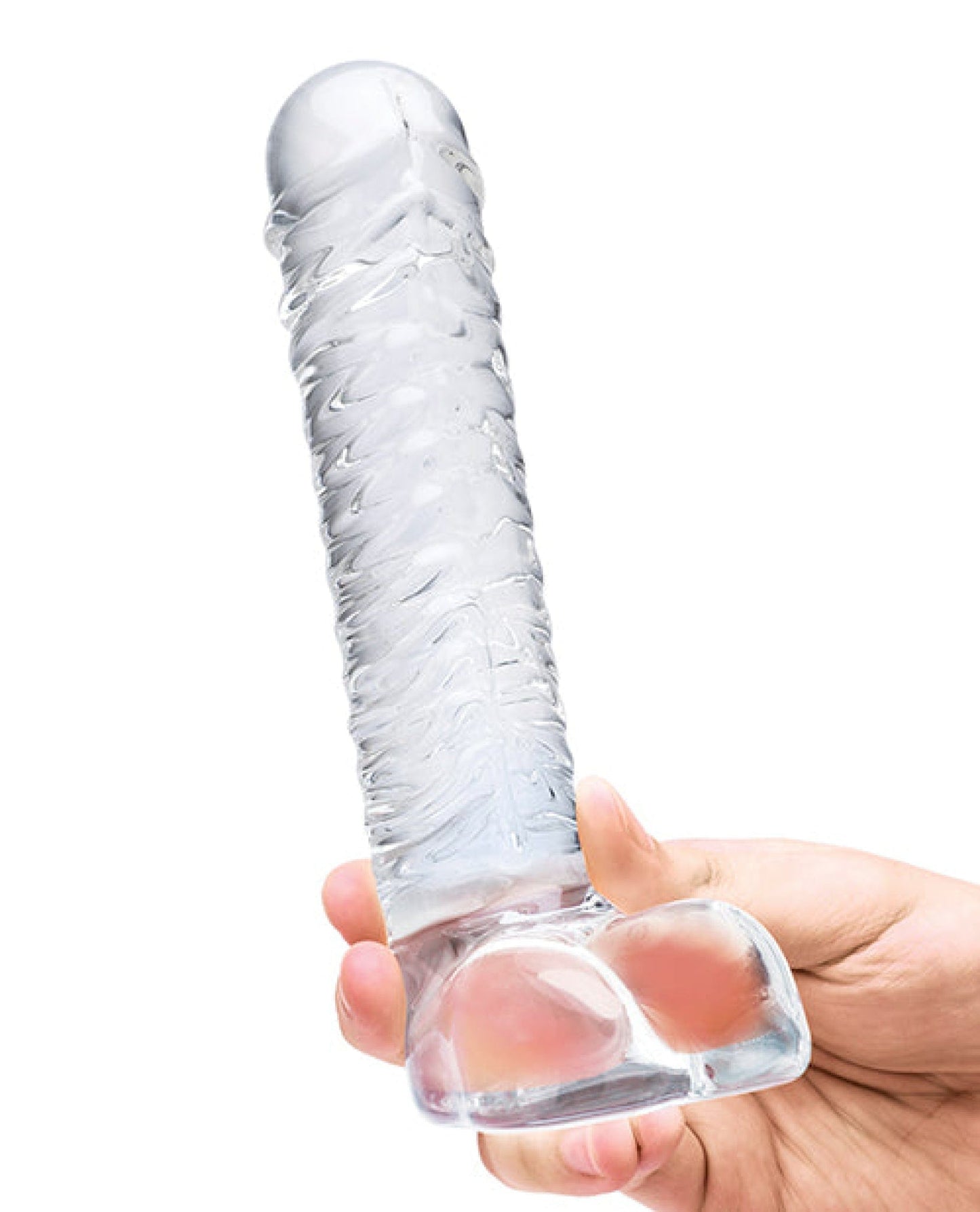 Doll Authority Dongs & Dildos Glas 8" Realistic Ribbed Glass G-spot Dildo W-balls - Clear
