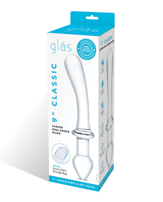 Doll Authority Dongs & Dildos Glas 9" Classic Curved Dual Ended Dildo - Clear