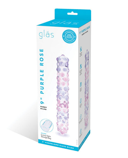 Doll Authority Dongs & Dildos Glas 9" Purple Rose Nubby Glass Dildo - Purple-pink