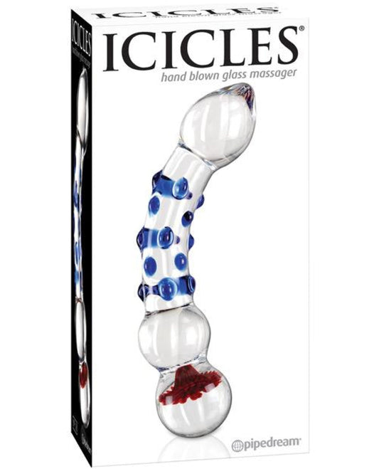 Doll Authority Dongs & Dildos Icicles No. 18 Hand Blown Glass Massager - Clear W-blue Knobs