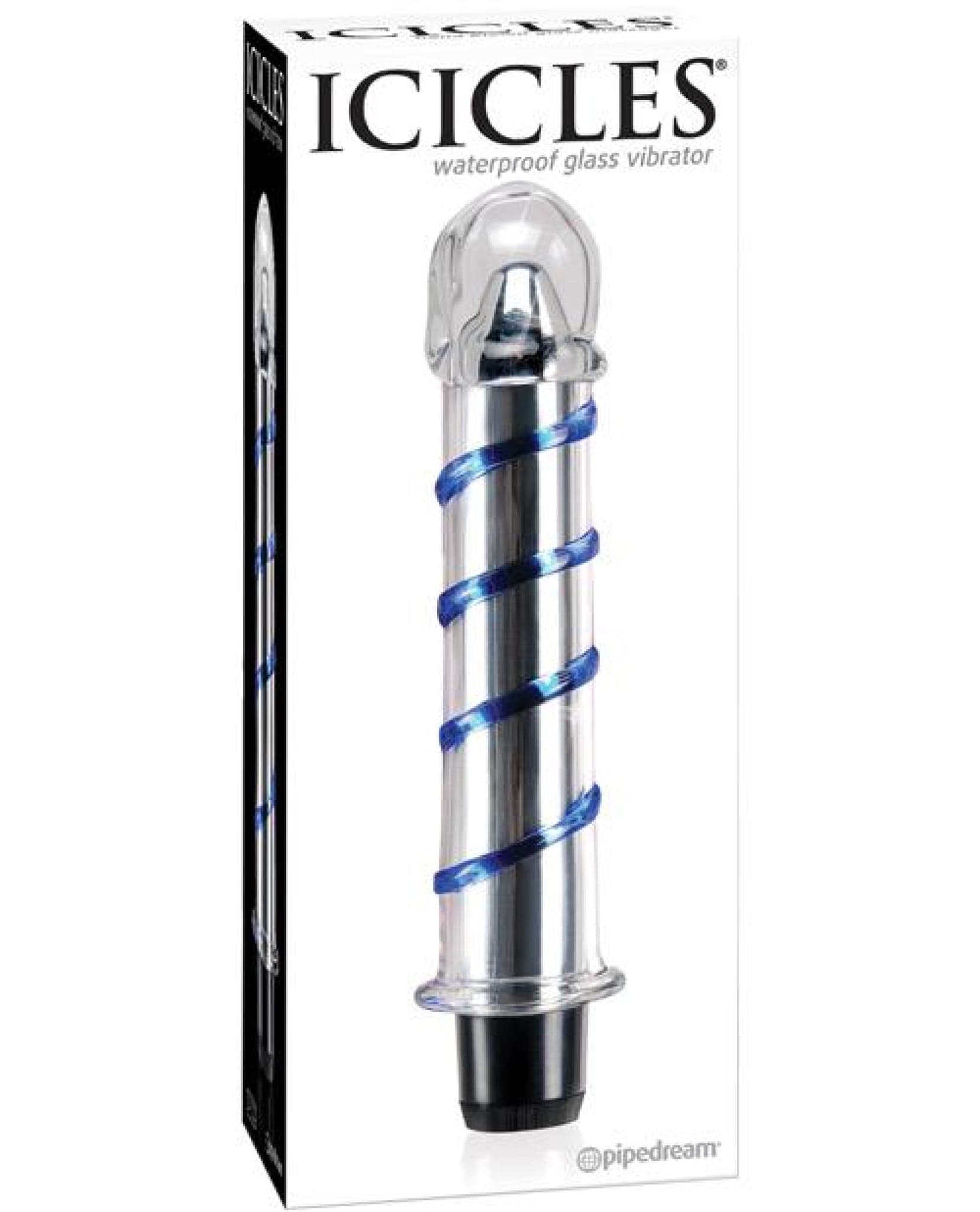 Doll Authority Dongs & Dildos Icicles No. 20 Hand Blown Glass Vibrator Waterproof - Clear W-blue Swirls