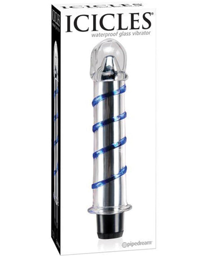 Doll Authority Dongs & Dildos Icicles No. 20 Hand Blown Glass Vibrator Waterproof - Clear W-blue Swirls