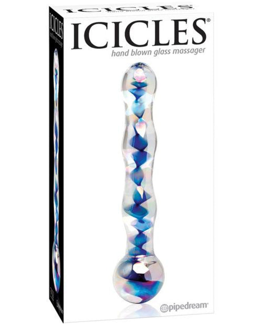 Doll Authority Dongs & Dildos Icicles No. 8 Hand Blown Glass Massager - Clear W-inside Blue Swirls