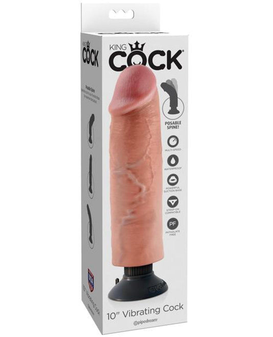 Doll Authority Dongs & Dildos King Cock 10" Vibrating Cock - Flesh