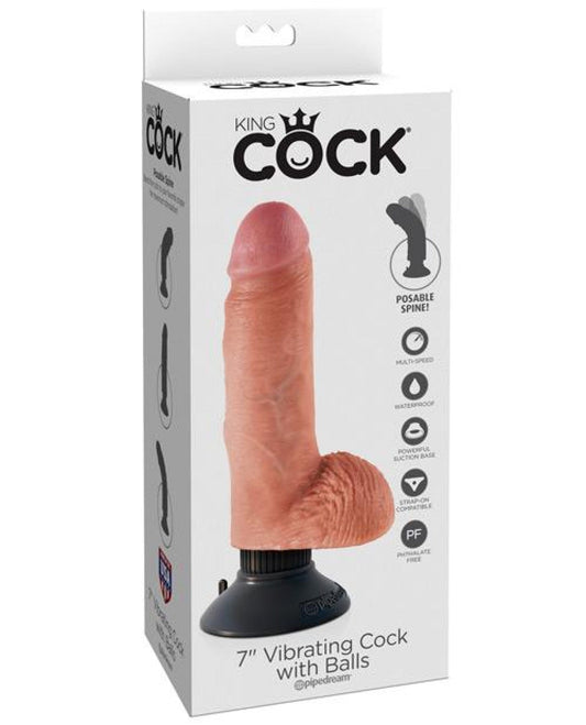 Doll Authority Dongs & Dildos King Cock 7" Vibrating Cock W-balls - Flesh