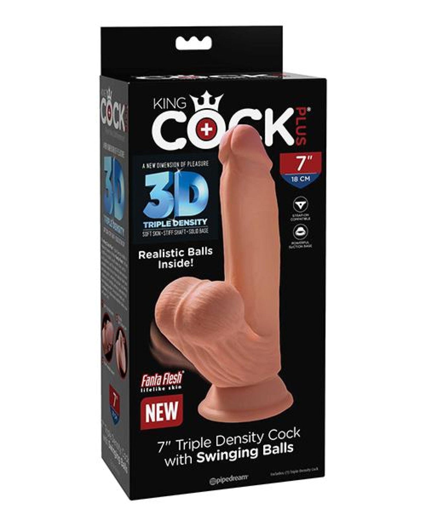 Doll Authority Dongs & Dildos King Cock Plus 7" Triple Density Cock W-swinging Balls - Tan