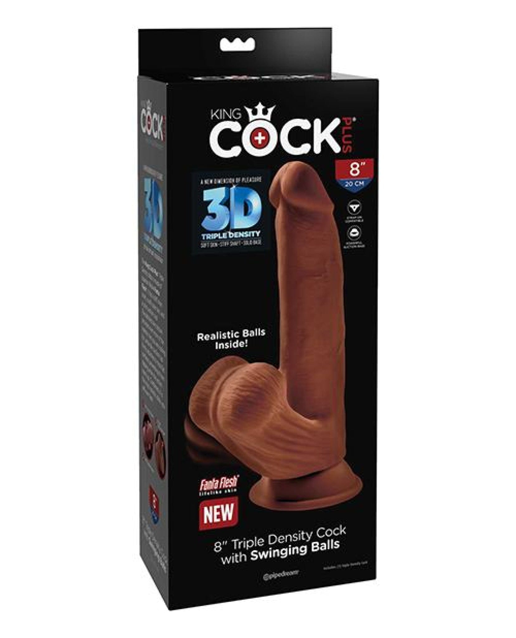 Doll Authority Dongs & Dildos King Cock Plus 8" Triple Density Cock W-swinging Balls - Brown