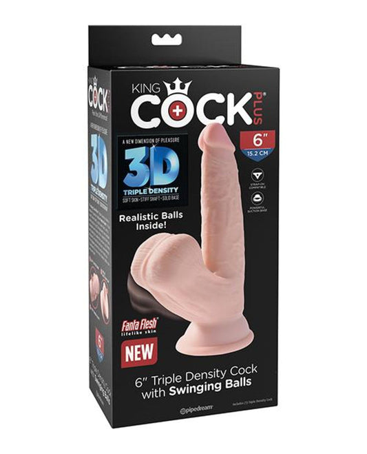 Doll Authority Dongs & Dildos 6" King Cock Plus Triple Density Cock W/swinging Balls - Ivory