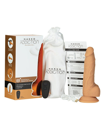 Doll Authority Dongs & Dildos Naked Addiction 8" Rotating & Vibrating Dong W-remote - Caramel