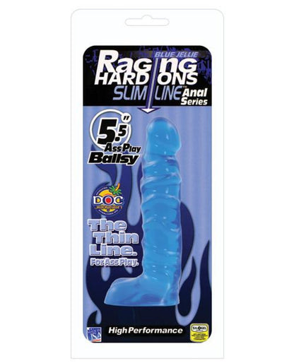 Doll Authority Dongs & Dildos 5.5" Raging Hard Ons Slimline Ballsy - Blue Jelly