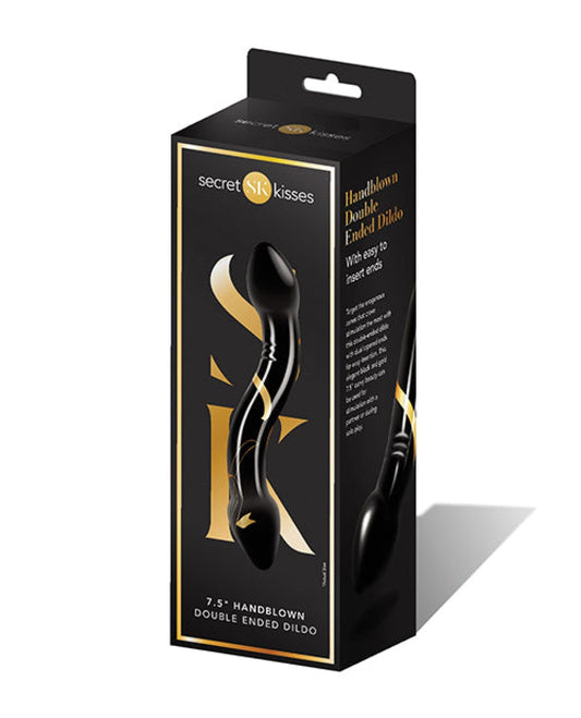 Doll Authority Dongs & Dildos Secret Kisses 7.5" Handblown Double Ended Dildo - Black-gold