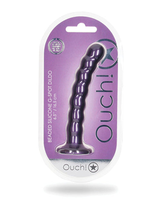 Doll Authority Dongs & Dildos Metallic Purple Shots Ouch 6.5" Beaded G-spot Dildo