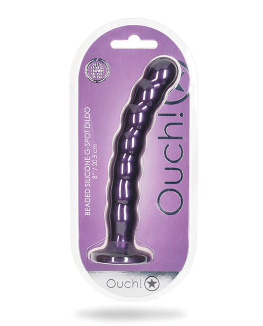 Doll Authority Dongs & Dildos Metallic Purple Shots Ouch 8" Beaded G-spot Dildo