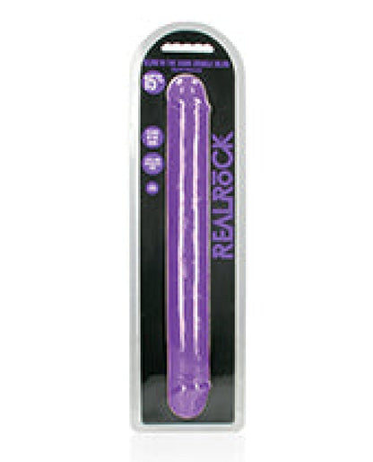 Doll Authority Dongs & Dildos Neon Purple Shots Realrock 15" Double Dong Glow In The Dark