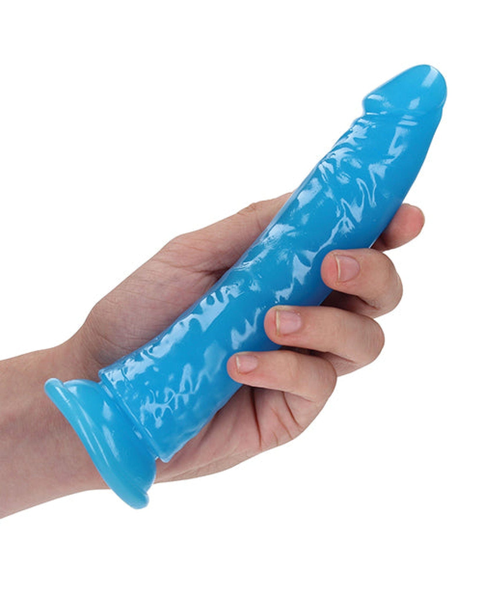 Doll Authority Dongs & Dildos Shots Realrock 7" Slim  Dildo Glow In The Dark - Neon Blue