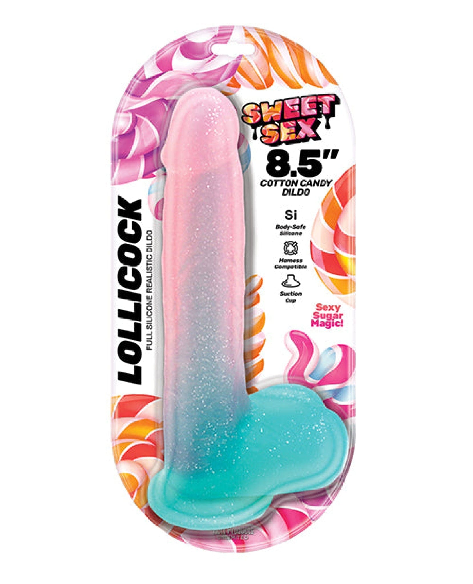 Doll Authority Dongs & Dildos Sweet Sex 8.5" Lollicock Cotton Candy Dildo - Multi Color