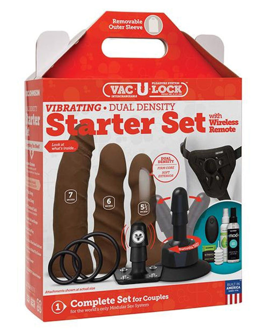 Doll Authority Dongs & Dildos Chocolate Vac-u-lock Dual Density Starter Set W/wireless Remote