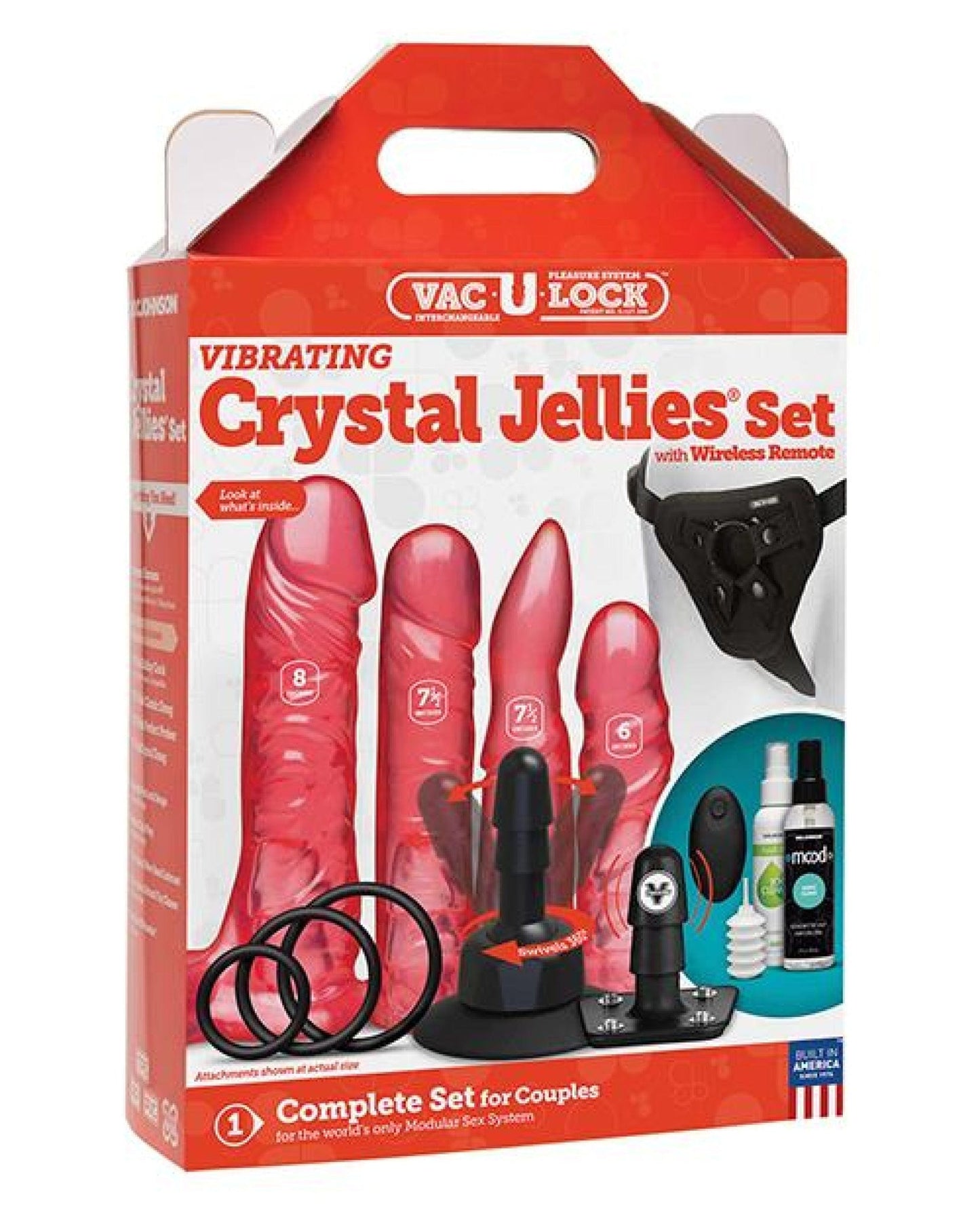 Doll Authority Dongs & Dildos Vac-u-lock Vibrating Crystal Jellies Set W-wireless Remote - Pink