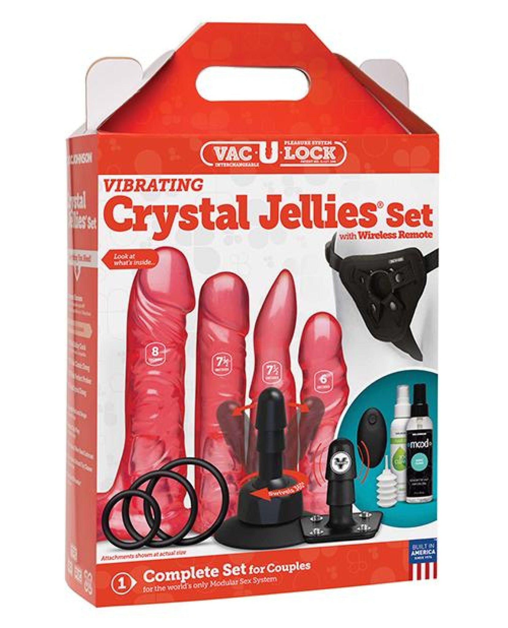 Doll Authority Dongs & Dildos Vac-u-lock Vibrating Crystal Jellies Set W-wireless Remote - Pink
