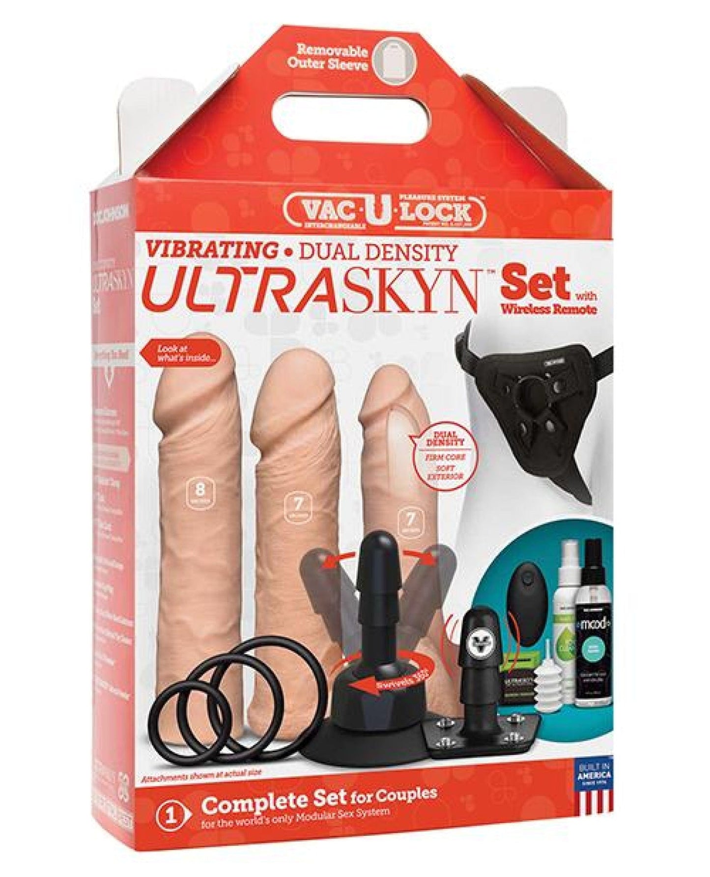 Doll Authority Dongs & Dildos Vanilla Vac-u-lock Vibrating Dual Density Ultraskyn Set W/wireless Remote