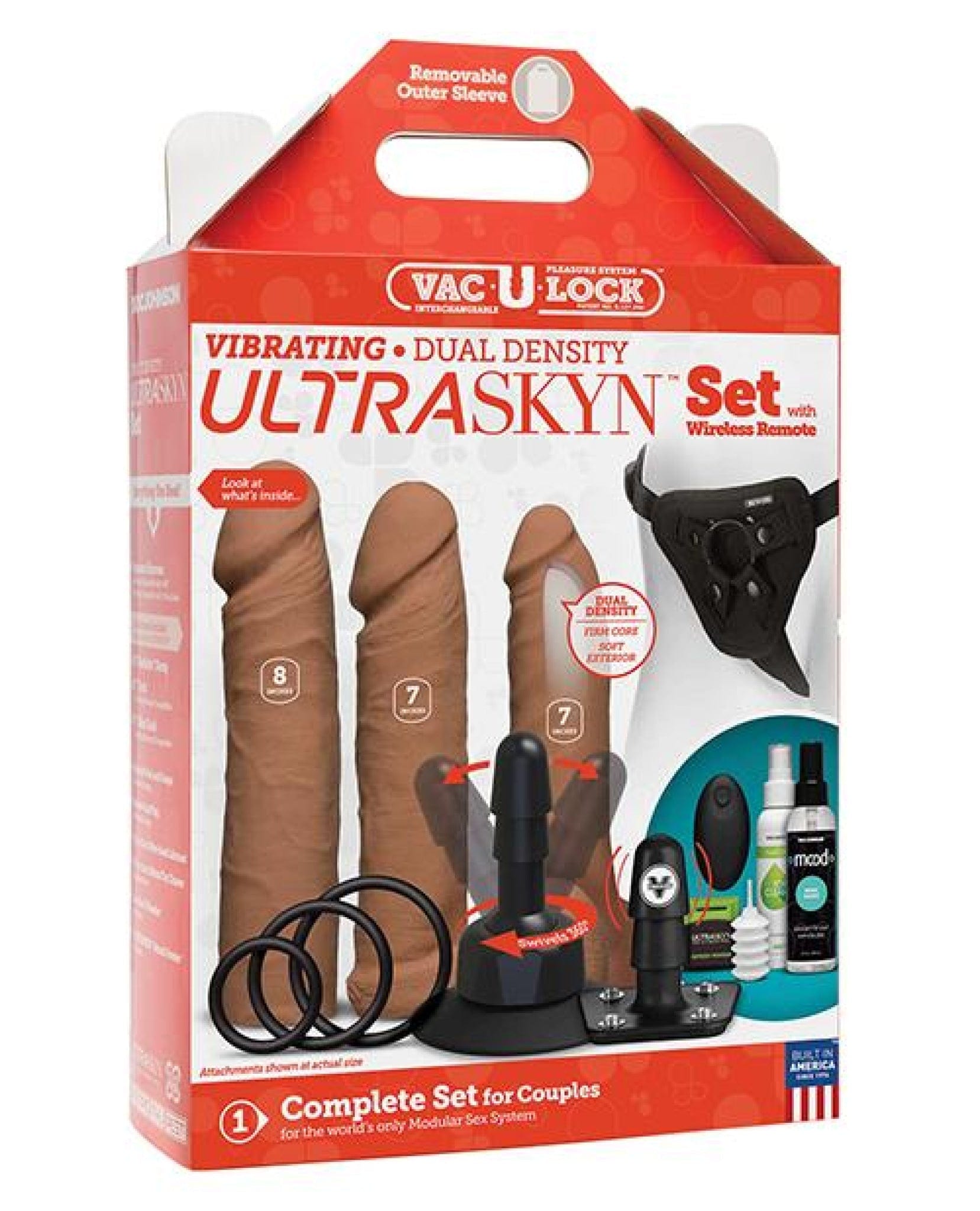 Doll Authority Dongs & Dildos Caramel Vac-u-lock Vibrating Dual Density Ultraskyn Set W/wireless Remote